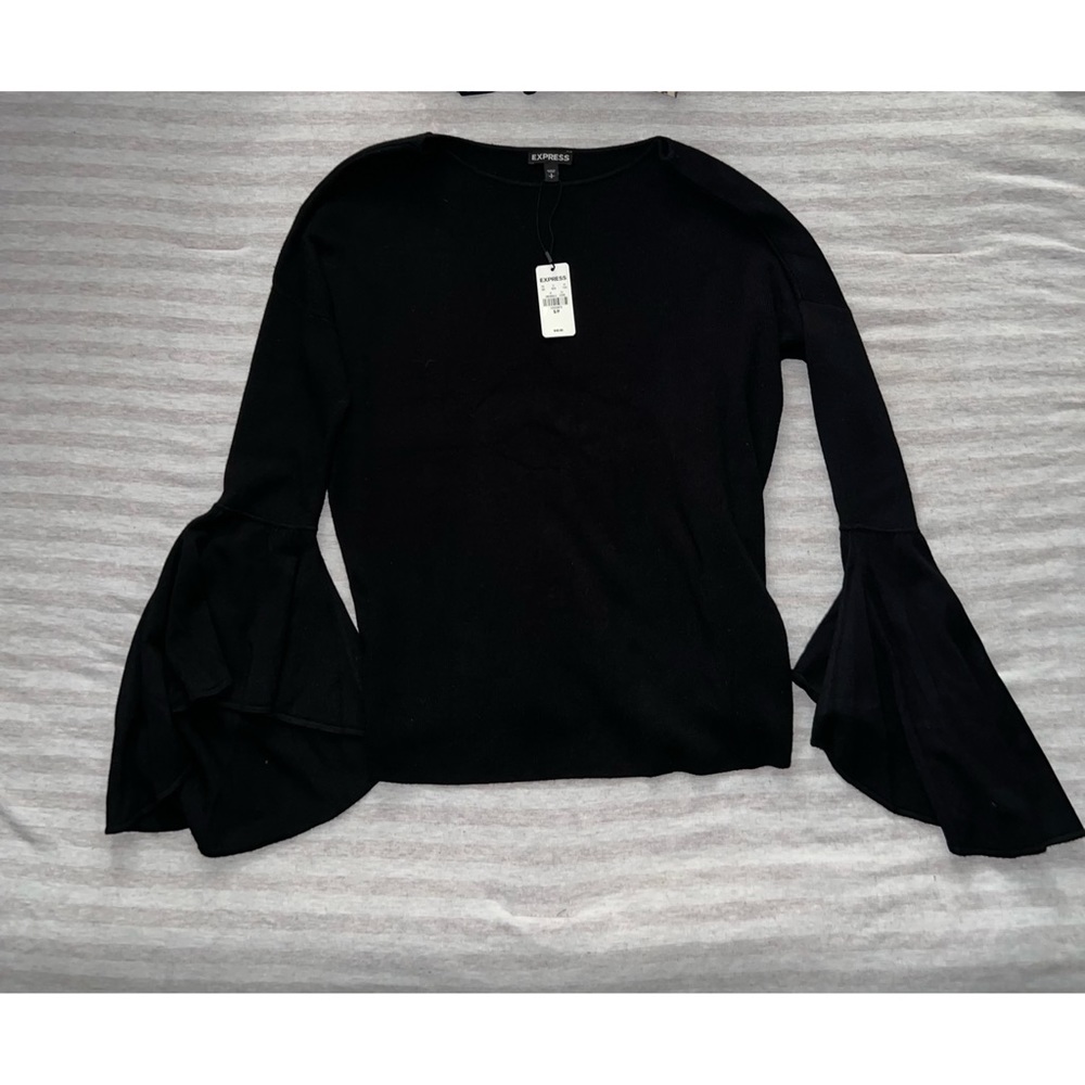 Express Black Bell Sleeve Blouse